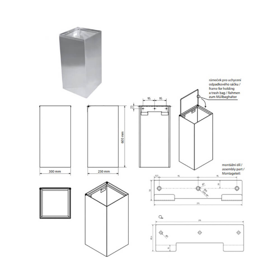 Ведро для мусора хромовое 45 л BEMETA 101915121 Ведро для мусора хромовое 45 л BEMETA 101915121