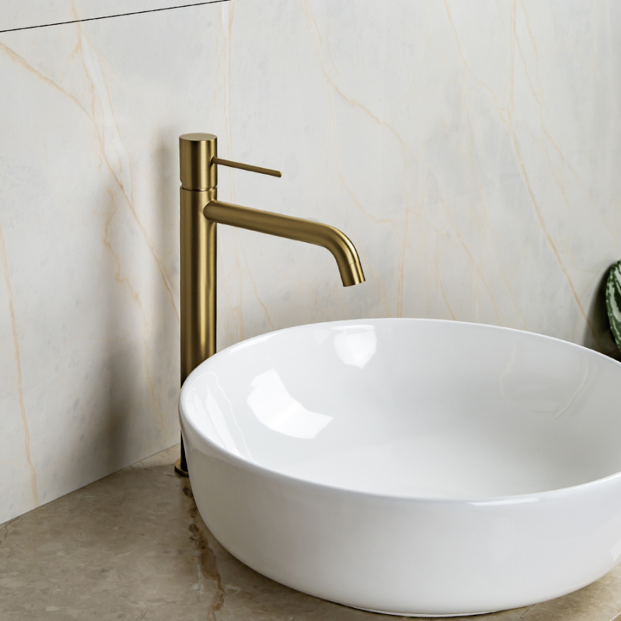 Смеситель для раковины AVS Slimmer высокий, брашированное золото Смеситель для раковины AVS Slimmer высокий, брашированное золото