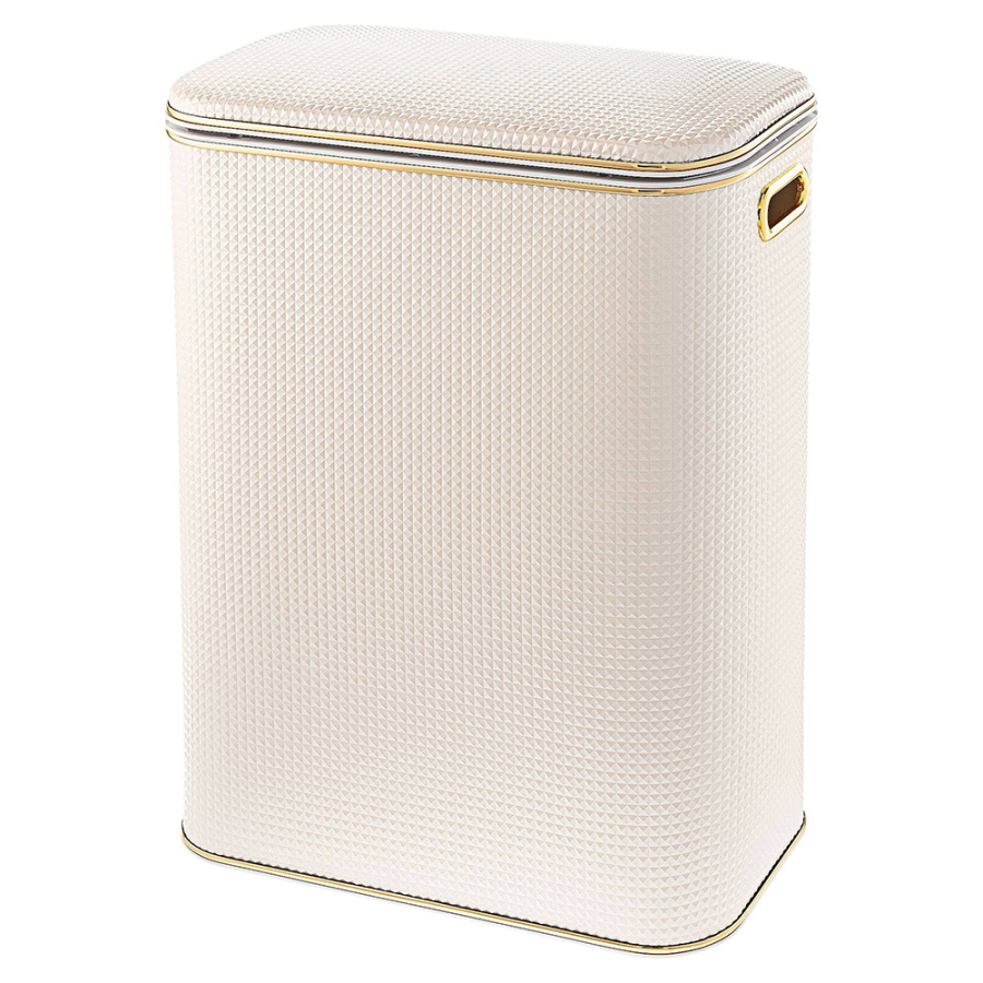Корзина д/белья 600*450*250 РОМБ БЕЛАЯ/ЗОЛОТО GERALIS