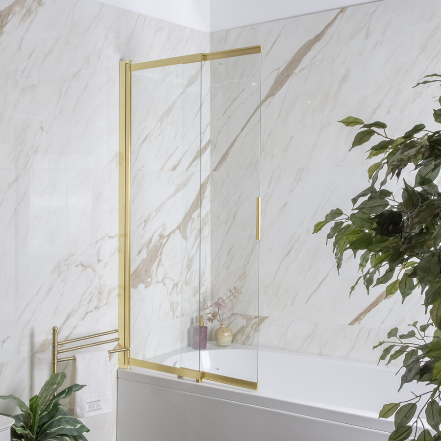 Шторка на ванну AVS Слайдер Плюс 80 см профиль брашированное золото, стекло прозрачное Шторка на ванну AVS Слайдер Плюс 80 см профиль брашированное золото, стекло прозрачное