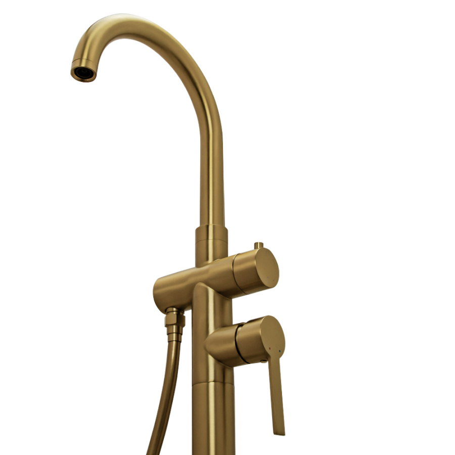 Смеситель для ванны с душем AVS Elegant напольный, брашированное золото Смеситель для ванны с душем AVS Elegant напольный, брашированное золото