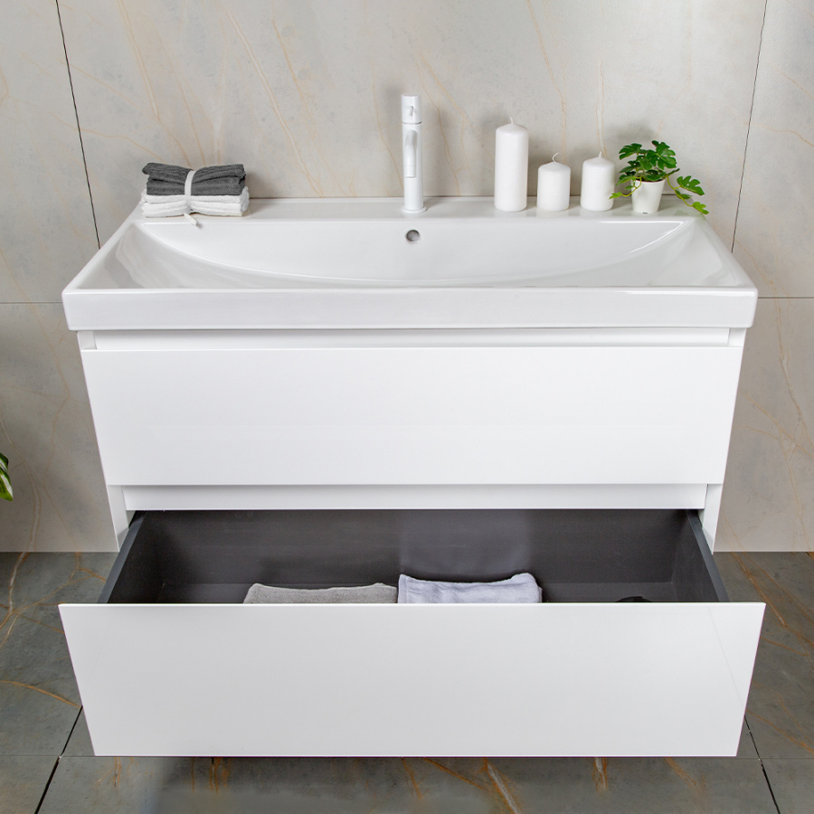 Тумба с раковиной AVS Гармония 100 белая (раковина 02 белая глянцевая) Тумба с раковиной AVS Гармония 100 белая (раковина 02 белая глянцевая)