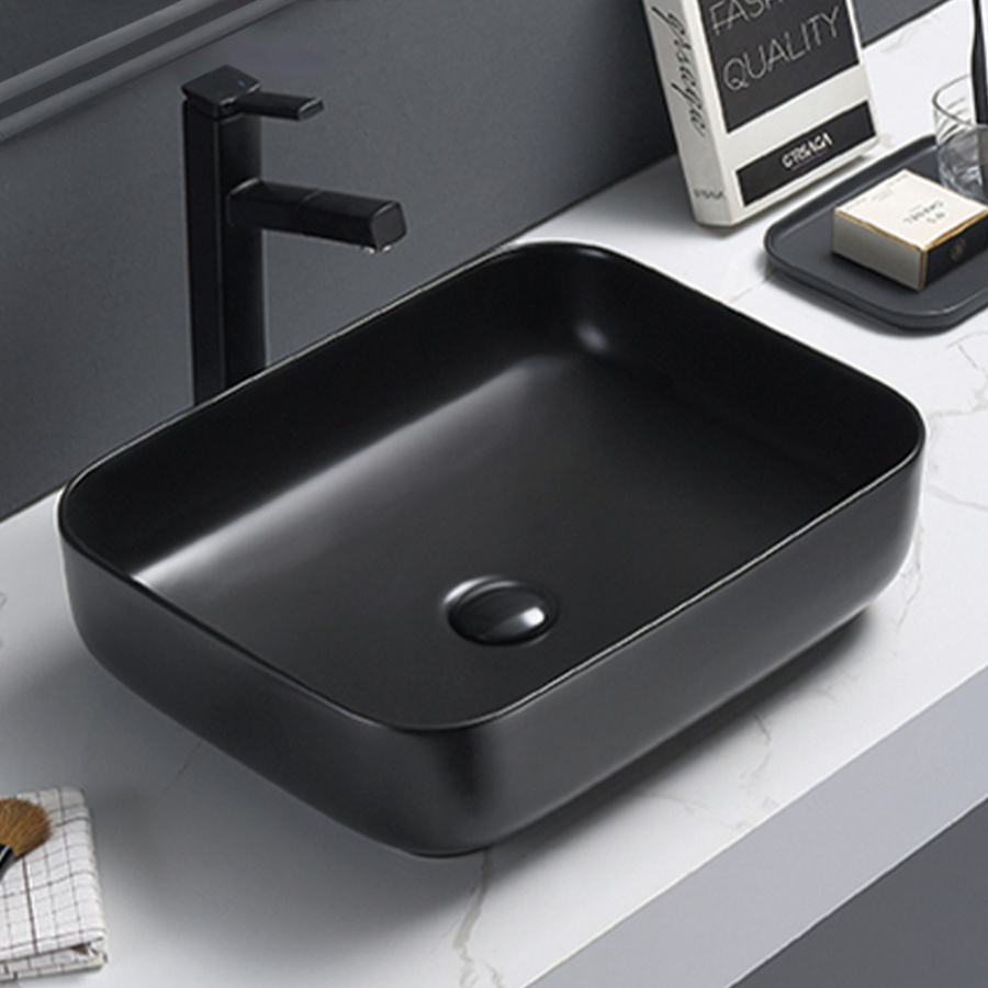 Раковина AVS Розали 50x39 черная матовая с донным клапаном