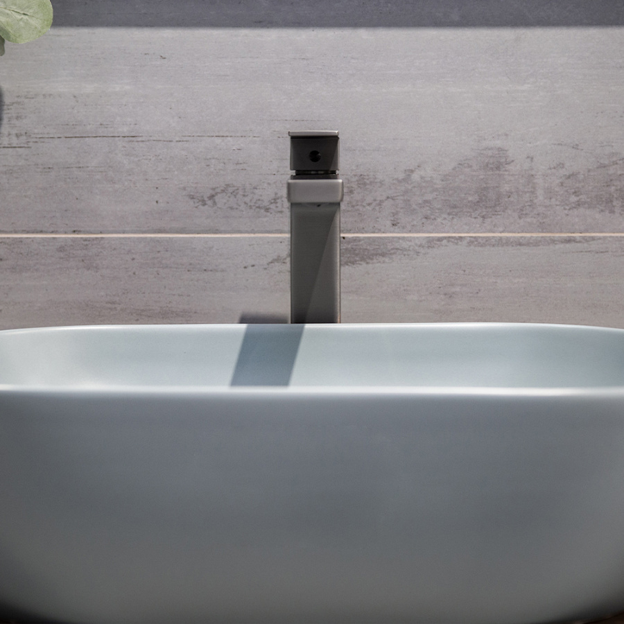 Смеситель для раковины AVS Cube высокий, оружейная сталь