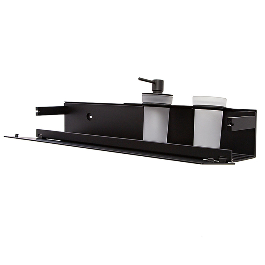 Полка AVS King, 65 см, черный матовый, с дозатором и стаканом Полка AVS King, 65 см, черный матовый, с дозатором и стаканом