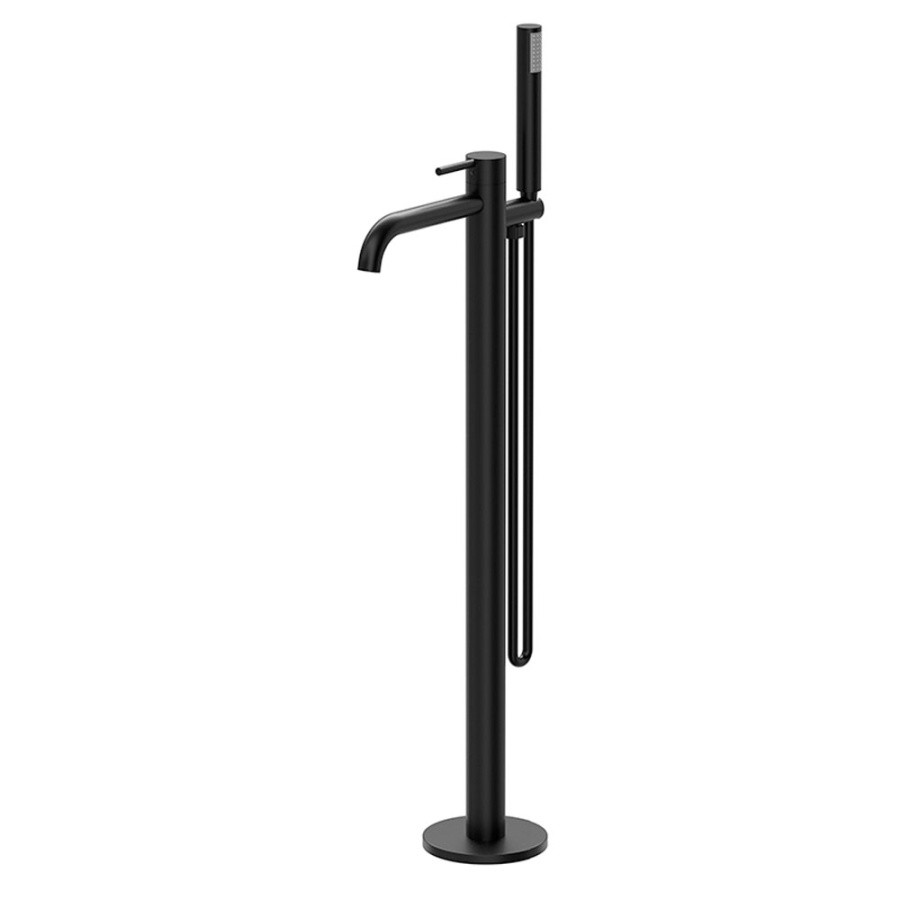 Смеситель для ванны с душем AVS Slimmer напольный, черный матовый