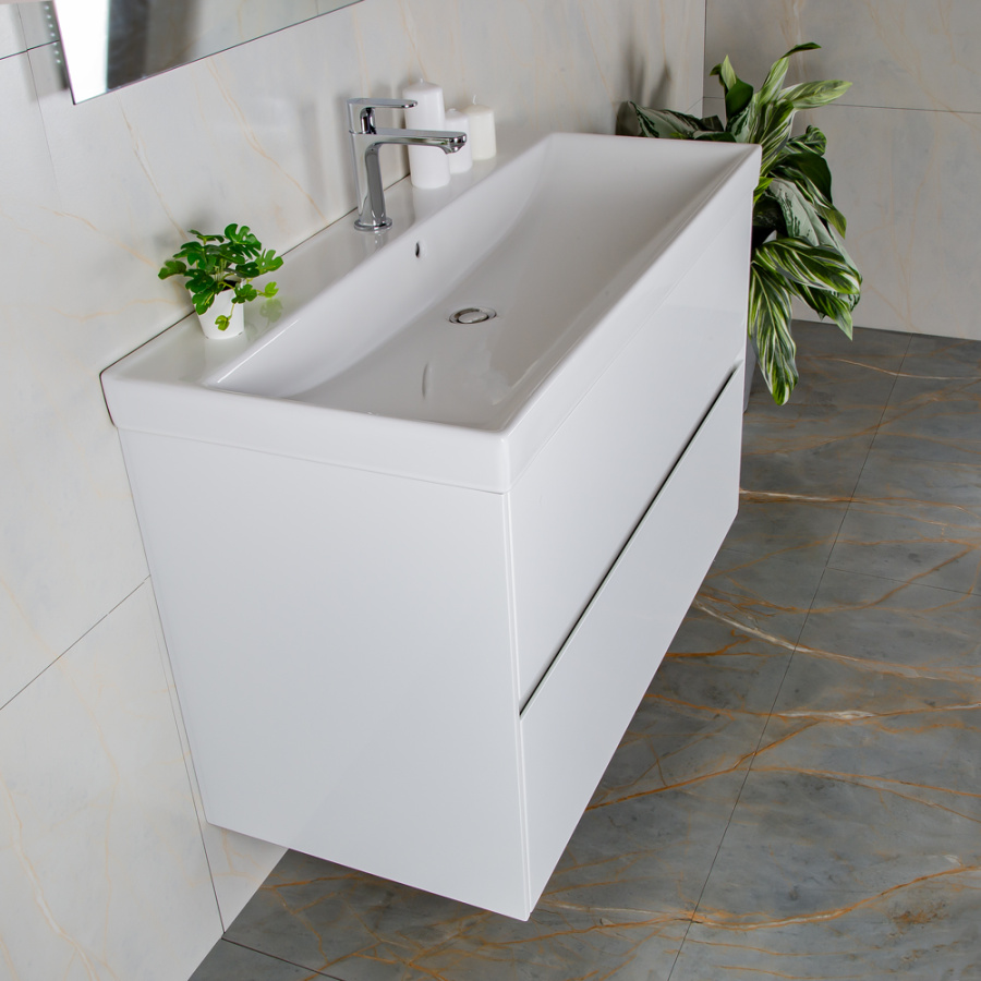 Тумба с раковиной AVS Вернисаж 100 белая глянцевая (раковина белая), подвесная 2 ящика Тумба с раковиной AVS Вернисаж 100 белая глянцевая (раковина белая), подвесная 2 ящика