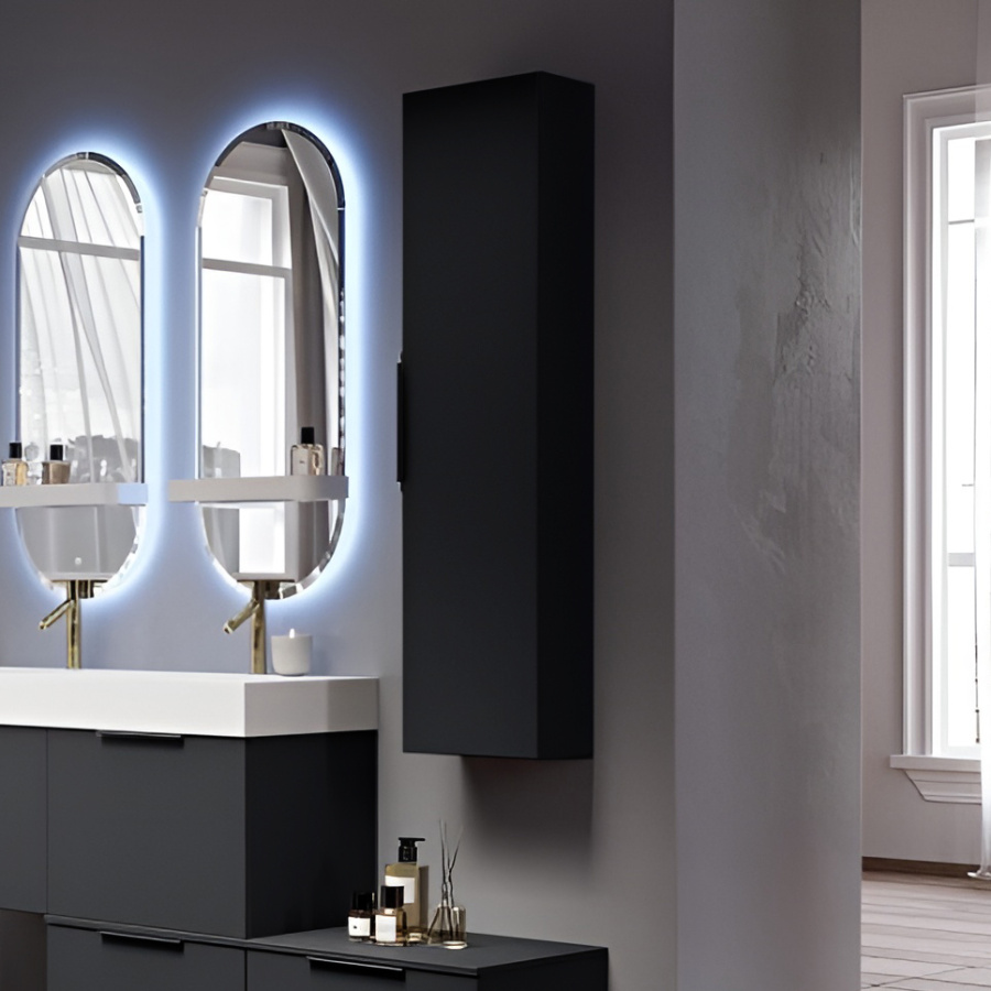 55592 Колонна подвесная с распашной дверью, реверсивная 35x20x140 Nero opaco PREMIUM CEZARES