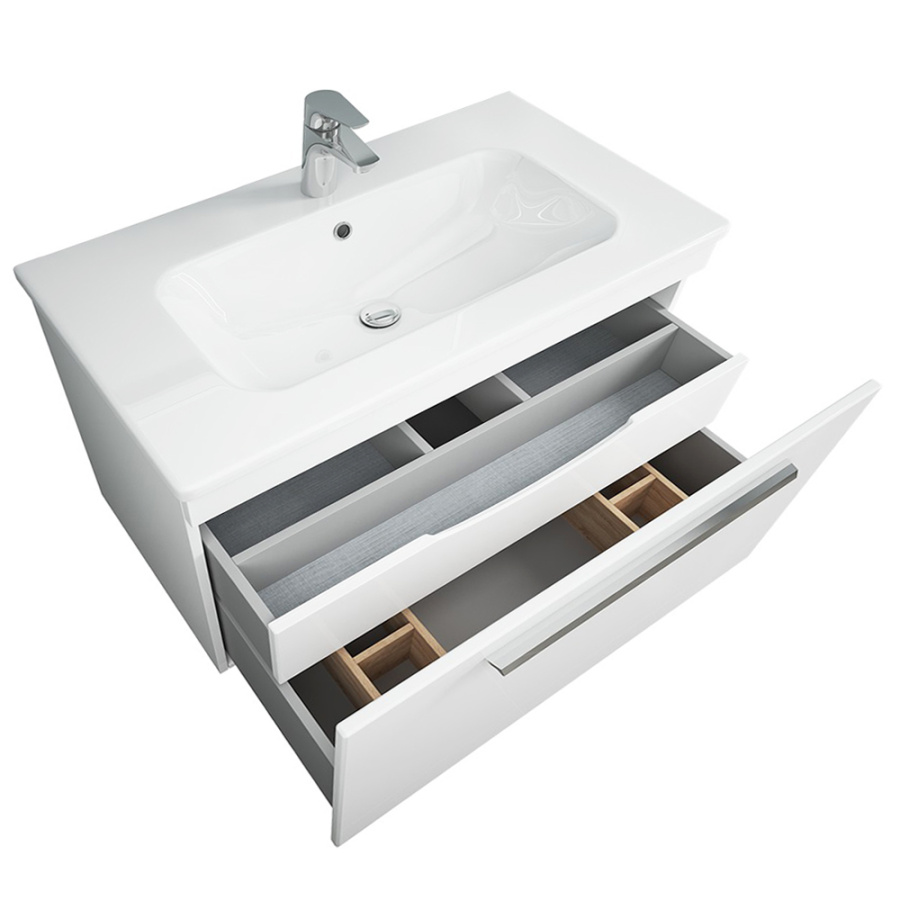 Тумба 800 1ящ подвес + Раковина Эйфория Белый гл Leonie DIBORG