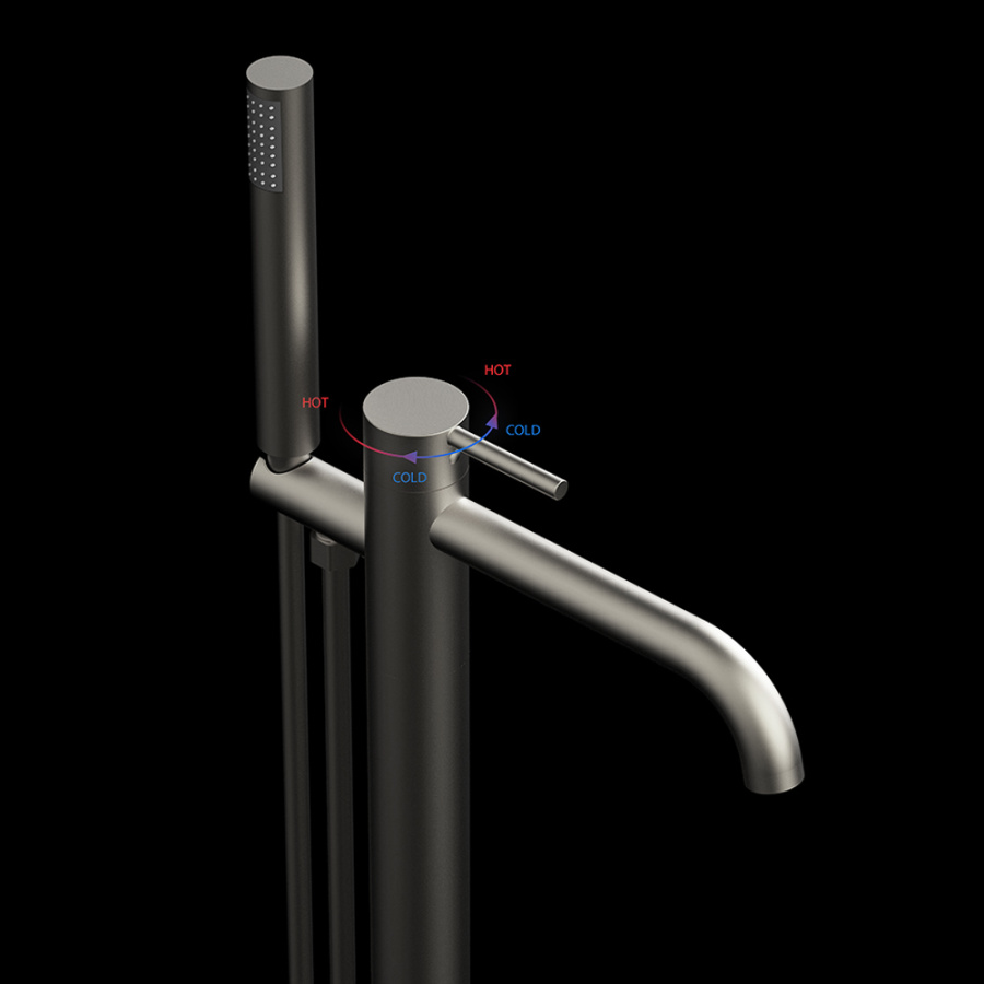 Смеситель для ванны с душем AVS Slimmer напольный, оружейная сталь Смеситель для ванны с душем AVS Slimmer напольный, оружейная сталь