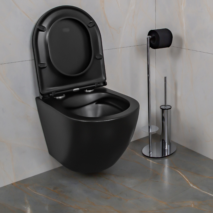 Унитаз подвесной AVS Сити безободковый, черный матовый