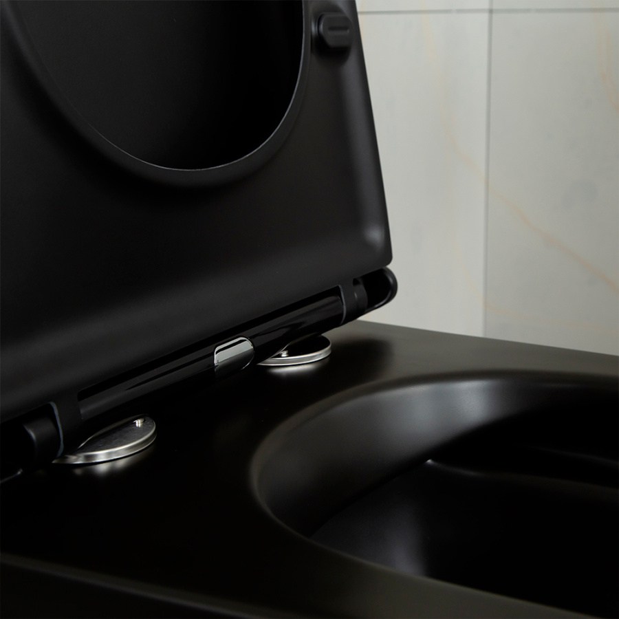 Унитаз подвесной AVS Куб безободковый, черный матовый